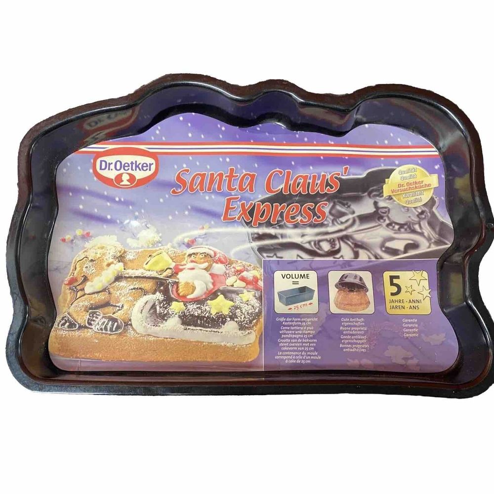 Christmas Holiday Tin Cookie Cake  Tray Dr. Letter German Santa Claus Express